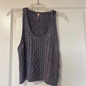 Free People Gray Cable Knit Tank Top